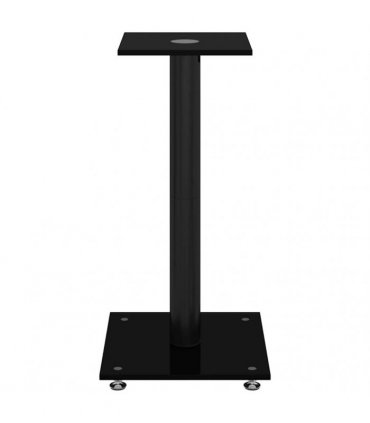 vidaXL Speaker Stands 2 pcs Black Tempered Glass 1 Pillar Design