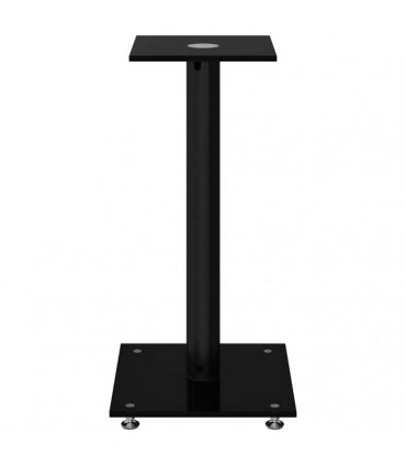 vidaXL Speaker Stands 2 pcs Black Tempered Glass 1 Pillar Design