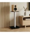 vidaXL Speaker Stands 2 pcs Black&Silver Tempered Glass 1 Pillar Design — Colour: black and silver