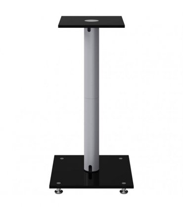 vidaXL Speaker Stands 2 pcs Black&Silver Tempered Glass 1 Pillar Design — Colour: black and silver