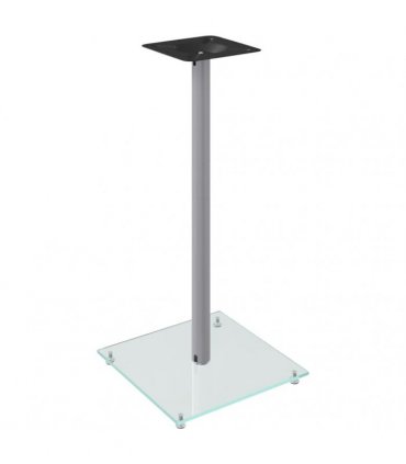 vidaXL Speaker Stands 2 pcs Silver Tempered Glass 1 Pillar Design — Size: 40 x 40 x 86 cm
