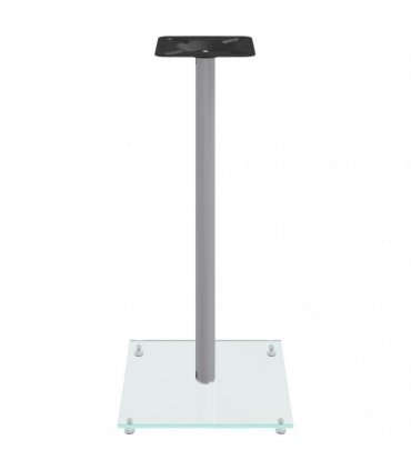 vidaXL Speaker Stands 2 pcs Silver Tempered Glass 1 Pillar Design — Size: 40 x 40 x 86 cm