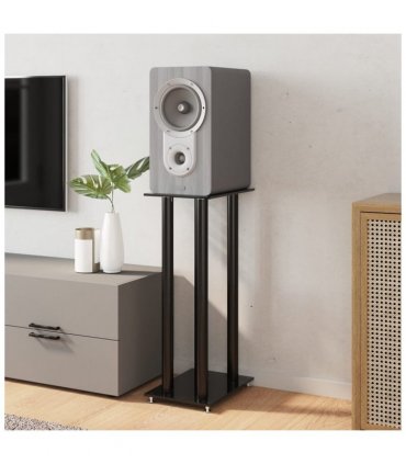 vidaXL Speaker Stands 2 pcs Black Tempered Glass 4 Pillars Design