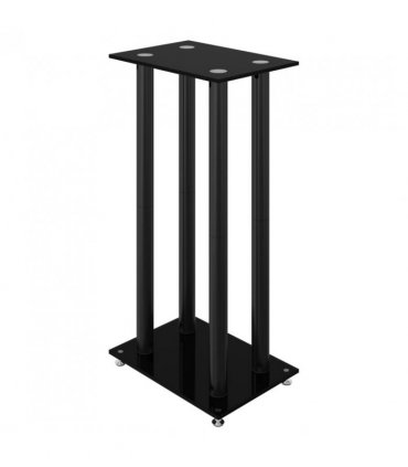 vidaXL Speaker Stands 2 pcs Black Tempered Glass 4 Pillars Design