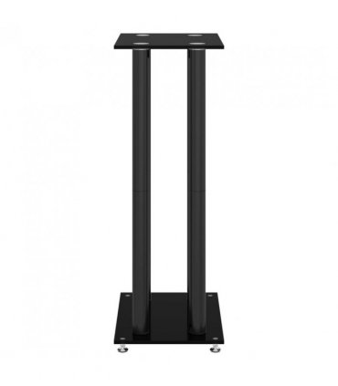 vidaXL Speaker Stands 2 pcs Black Tempered Glass 4 Pillars Design