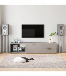 vidaXL Speaker Stands 2pcs Silver Tempered Glass 4 Pillars Design