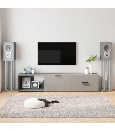 vidaXL Speaker Stands 2pcs Silver Tempered Glass 4 Pillars Design