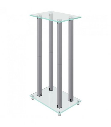 vidaXL Speaker Stands 2pcs Silver Tempered Glass 4 Pillars Design