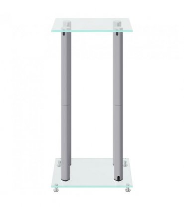 vidaXL Speaker Stands 2pcs Silver Tempered Glass 4 Pillars Design