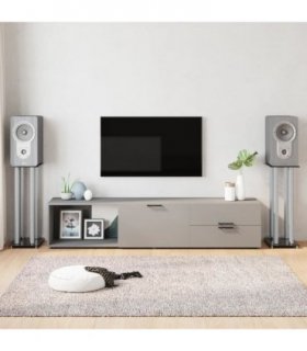 vidaXL Speaker Stands 2 pcs Black&Silver Tempered Glass 4 Pillars Design — Colour: black and silver