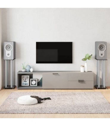vidaXL Speaker Stands 2 pcs Black&Silver Tempered Glass 4 Pillars Design — Colour: black and silver