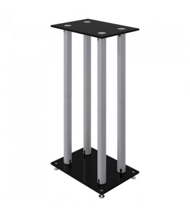 vidaXL Speaker Stands 2 pcs Black&Silver Tempered Glass 4 Pillars Design — Colour: black and silver