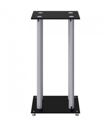 vidaXL Speaker Stands 2 pcs Black&Silver Tempered Glass 4 Pillars Design — Colour: black and silver