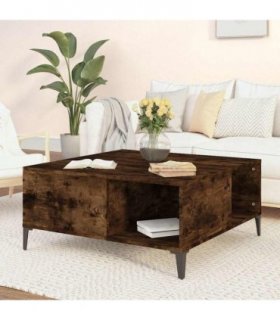 vidaXL Coffee Table Smoked Oak 80x80x36.5 cm Engineered Wood