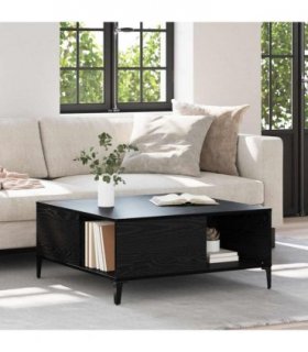 vidaXL Coffee Table Black Oak 80 x 80 x 36.5 cm Engineered Wood