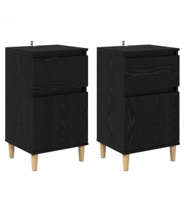 vidaXL Bedside Cabinet 2 pcs Black Oak 40 x 35 x 70 cm Engineered Wood