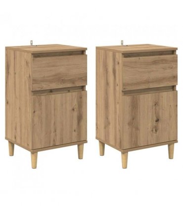 vidaXL Bedside Cabinet with Drawer 2 pcs Artisan Oak 40 x 35 x 70 cm