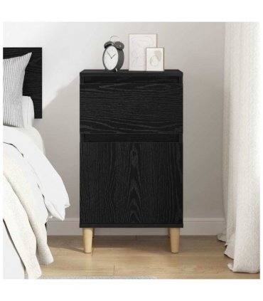 vidaXL Bedside Cabinet Black Oak 40 x 35 x 70 cm Engineered Wood — V0672037662