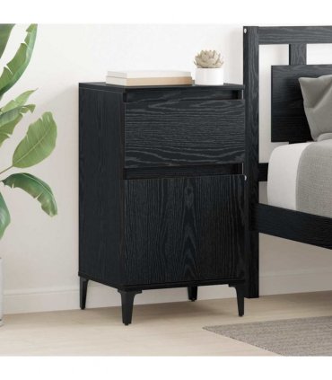 vidaXL Bedside Cabinet Black Oak 40 x 35 x 70 cm Engineered Wood — V0672037672