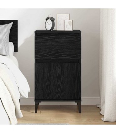 vidaXL Bedside Cabinet Black Oak 40 x 35 x 70 cm Engineered Wood — V0672037672