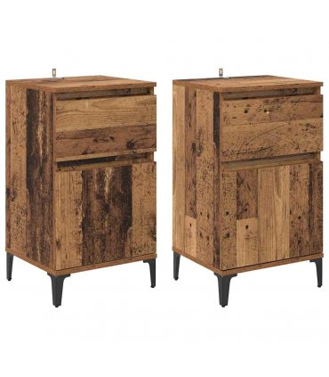 vidaXL Bedside Cabinet 2 pcs Old Wood 40 x 35 x 70 cm Engineered Wood — V0672037677