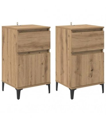 vidaXL Bedside Cabinet with Drawer 2 pcs Artisan Oak 40 x 35 x 70 cm — V0672037680
