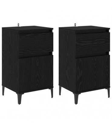 vidaXL Bedside Cabinet 2 pcs Black Oak 40 x 35 x 70 cm Engineered Wood — V0672037681