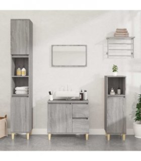 vidaXL Bathroom Cabinet Grey Sonoma 30x30x190 cm Engineered Wood