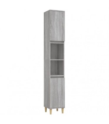 vidaXL Bathroom Cabinet Grey Sonoma 30x30x190 cm Engineered Wood