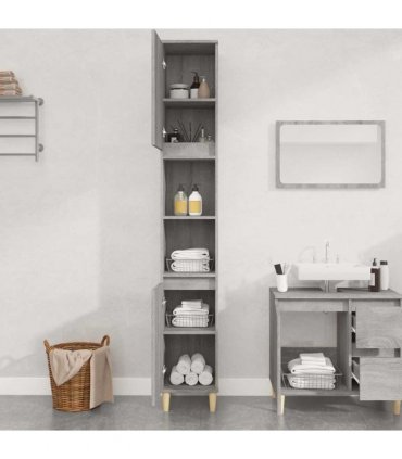 vidaXL Bathroom Cabinet Grey Sonoma 30x30x190 cm Engineered Wood