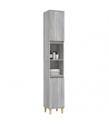 vidaXL Bathroom Cabinet Grey Sonoma 30x30x190 cm Engineered Wood