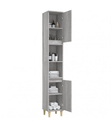 vidaXL Bathroom Cabinet Grey Sonoma 30x30x190 cm Engineered Wood