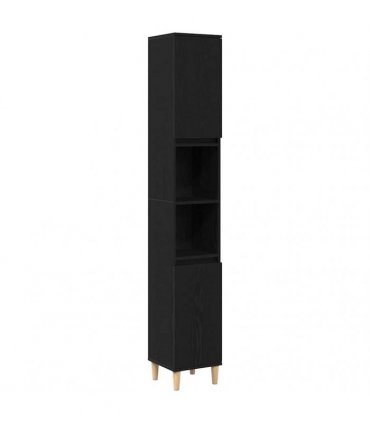 vidaXL Bathroom Cabinet Black Oak 30 x 30 x 190 cm Engineered Wood