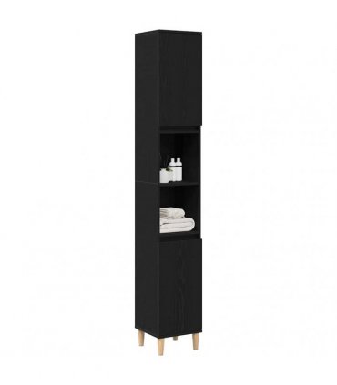 vidaXL Bathroom Cabinet Black Oak 30 x 30 x 190 cm Engineered Wood