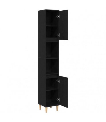 vidaXL Bathroom Cabinet Black Oak 30 x 30 x 190 cm Engineered Wood