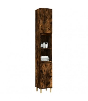 vidaXL Bathroom Cabinet Smoked Oak 30x30x190 cm Engineered Wood