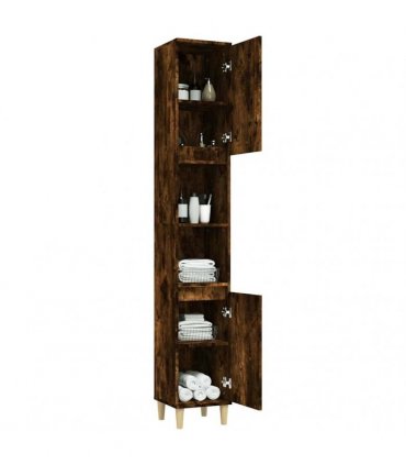 vidaXL Bathroom Cabinet Smoked Oak 30x30x190 cm Engineered Wood