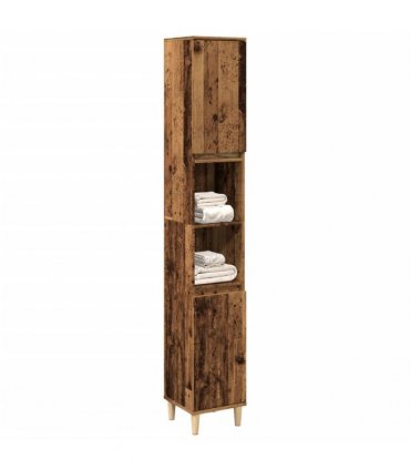 vidaXL Bathroom Cabinet Old Wood 30x30x190 cm Engineered Wood