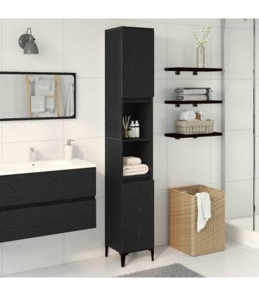 vidaXL Bathroom Cabinet Black Oak 30 x 30 x 190 cm Engineered Wood — V0672037738