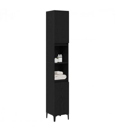 vidaXL Bathroom Cabinet Black Oak 30 x 30 x 190 cm Engineered Wood — V0672037738