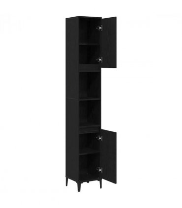 vidaXL Bathroom Cabinet Black Oak 30 x 30 x 190 cm Engineered Wood — V0672037738