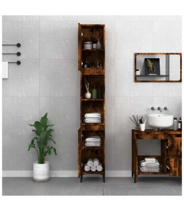 vidaXL Bathroom Cabinet Smoked Oak 30x30x190 cm Engineered Wood — V0672037739