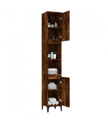 vidaXL Bathroom Cabinet Smoked Oak 30x30x190 cm Engineered Wood — V0672037739