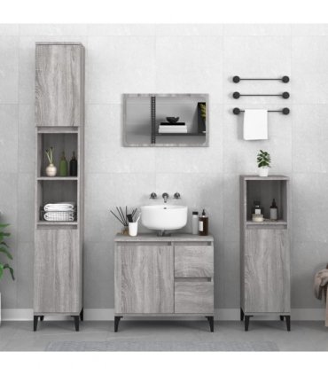 vidaXL Bathroom Cabinet Grey Sonoma 30x30x190 cm Engineered Wood — V0672037742