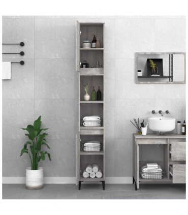 vidaXL Bathroom Cabinet Grey Sonoma 30x30x190 cm Engineered Wood — V0672037742