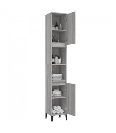 vidaXL Bathroom Cabinet Grey Sonoma 30x30x190 cm Engineered Wood — V0672037742