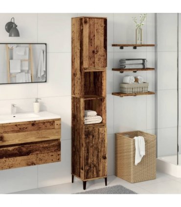 vidaXL Bathroom Cabinet Old Wood 30x30x190 cm Engineered Wood — V0672037744