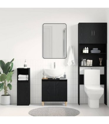 vidaXL Bathroom Sink Cabinet Black Oak 58 x 33 x 60 cm Engineered Wood