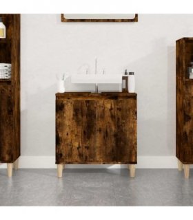 vidaXL Sink Cabinet Smoked Oak 58x33x60 cm Engineered Wood