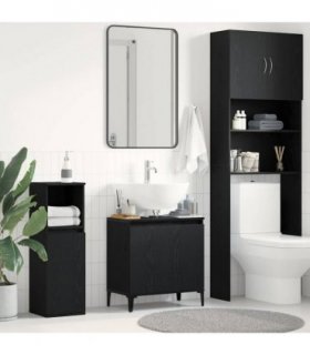 vidaXL Bathroom Sink Cabinet Black Oak 58 x 33 x 60 cm Engineered Wood — V0672037762